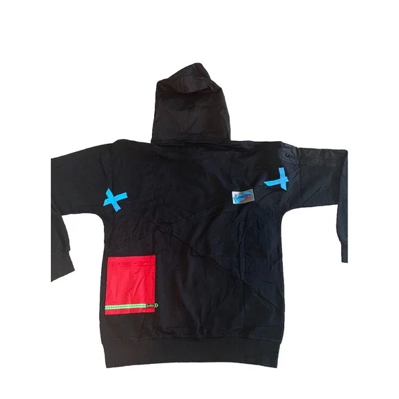 Cookies Mens Rainbow Color Block Patchwork Hooded Sweatshirt Hoodie Streetwear L - Picture 3 of 4